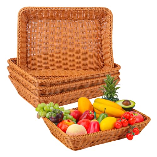 5 Pack 16 Inch Brown Wicker Bread Basket (5 Count)