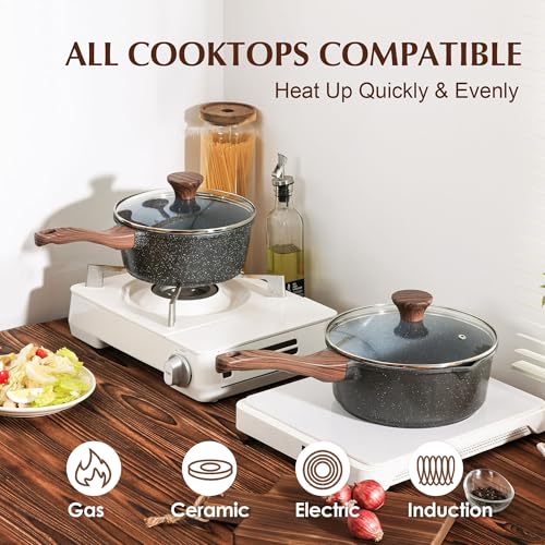 3 Quarts Nonstick Saucepan with Double Pouring Spout