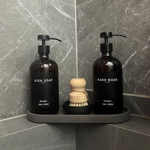 Set of 5 Kitchen Soap Dispenser Set 16 Oz Glass Hand Dish Soap Dispenser with Stainless Steel Pump (2 Count)
