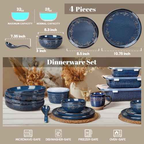 4 Piece Handcrafted Ceramic Dinnerware Set