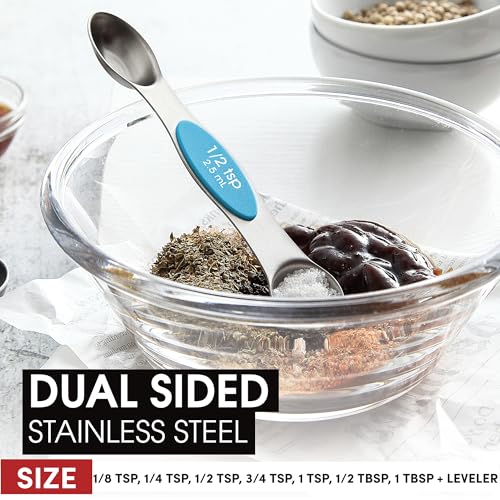 Stainless Steel 8 Magnetic Measuring Spoons for Kitchen (8 Count)