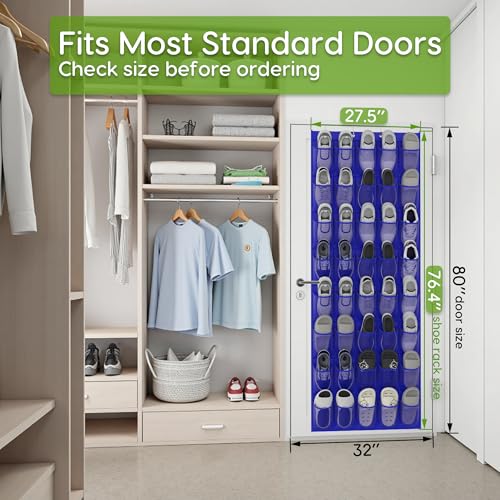 Over the Door Shoe Organizer with 40 Large Breathable Mesh Pockets