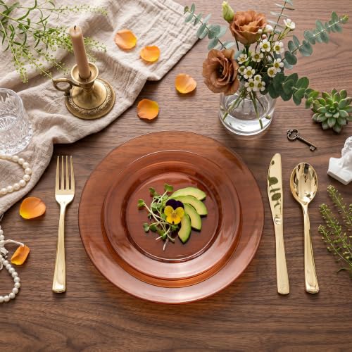 102 Pcs Amber Plastic Plates (102 Count)