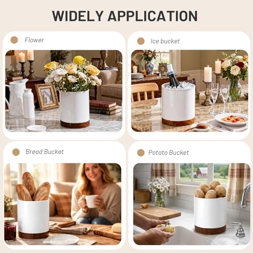 Ceramic Rotating Utensil Holder with Spoon Rest for Kitchen Counter White