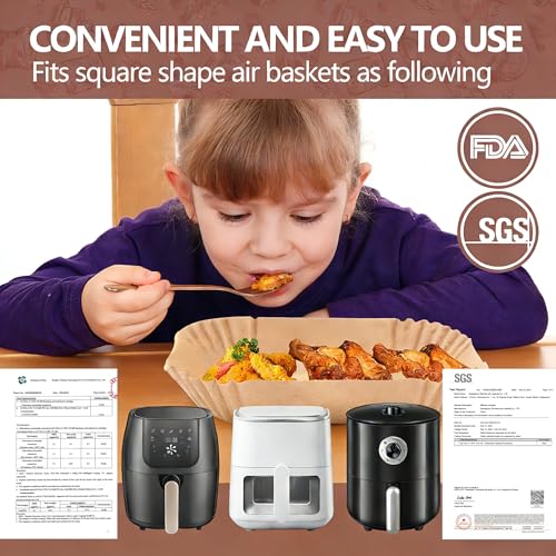 9 Inch Disposable Air Fryer Liners 200 Pack Square Parchment Liner
