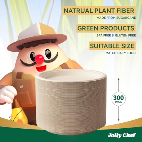 Compostable Heavy Duty Plates 9 Inch [300 Pack] Eco (300 Count)