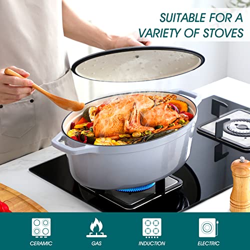 9.3 Qt Oval Enameled Cast Iron Dutch Oven with Lid