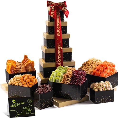 Dried Fruit & Mixed Nuts Black Gift Tower