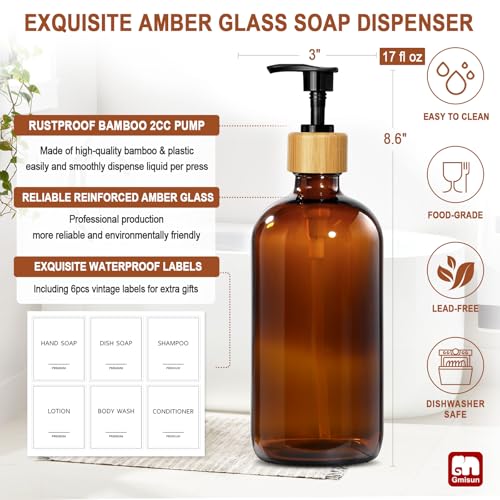 Amber Glass Soap Dispenser (2 Count)