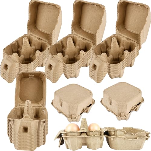 30 Pack Egg Cartons Bulk Empty Natural Pulp Egg Storage Case 4 Count Square Chicken Cardboard Egg Tray Holder for Family Farm Market Chicken Farm Storing (30 Count)