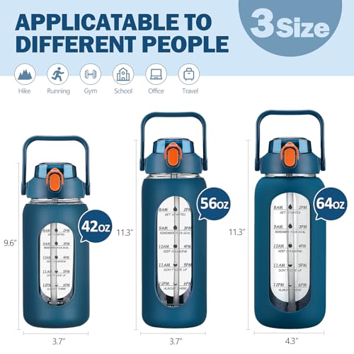 42oz Glass Water Bottles with Straw