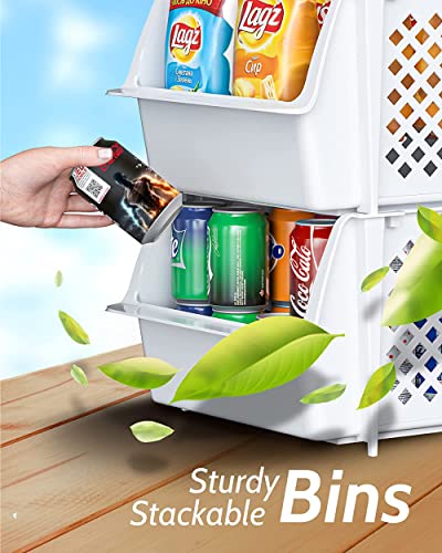 Stackable Storage Bins Open Front for Pantry Storage (4 Count)
