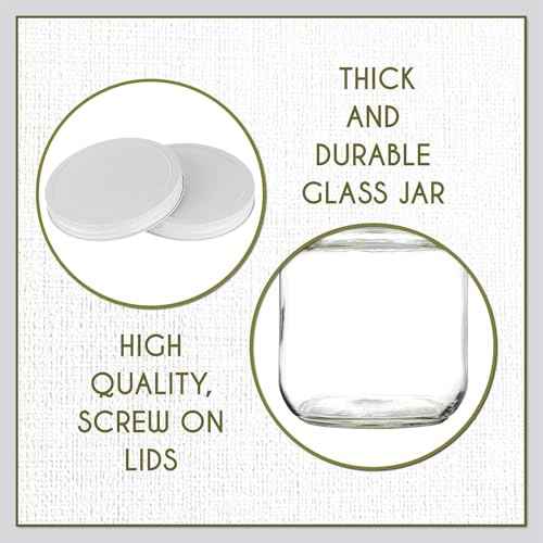 Half Gallon Mason Jar Wide Mouth with Airtight White Metal Lid