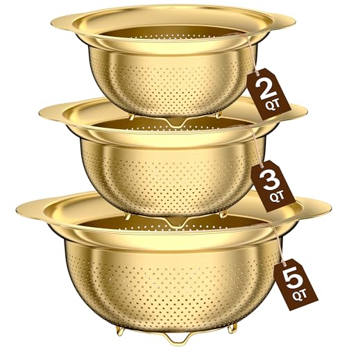 Stainless Steel Strainers for Kitchen (3 Count)