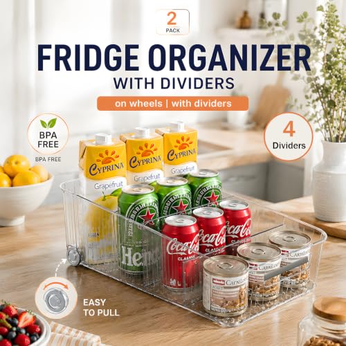 2 Pack Fridge Organizer Bins with Wheels (2 Count)
