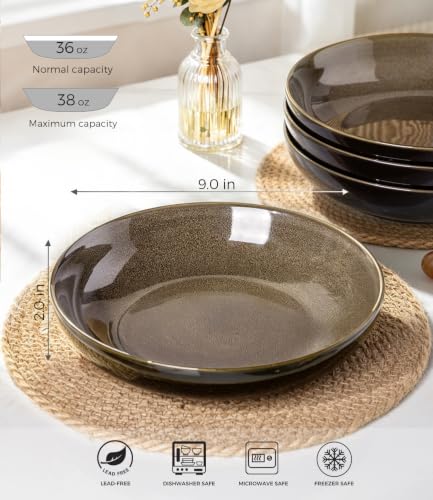 9.0" Ceramic Pasta Bowls Set of 4 (4 Count)