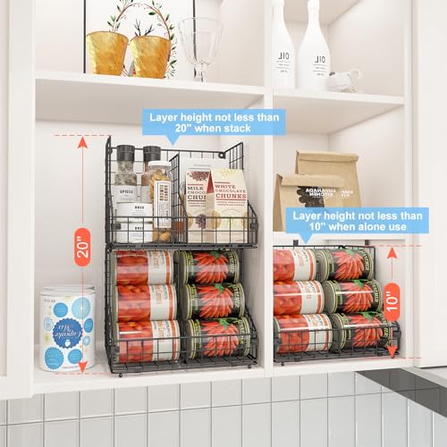 4 Pack Stackable Can Organizer for Pantry with Adjustable Dividers (4 Count)