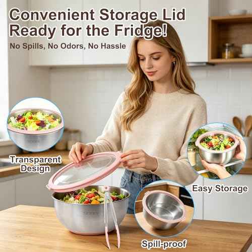 Stainless Steel Salad Spinner Large with 5 Blades Slicer