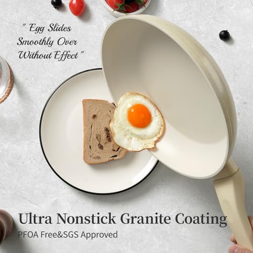 Nonstick Ceramic Frying Pans Skillets Set with Lid 8"+9.5"+11"