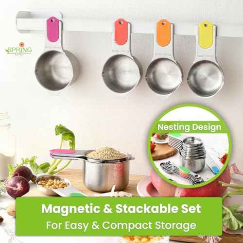 Magnetic Measuring Cups & Spoons Set of 15 with Levelers