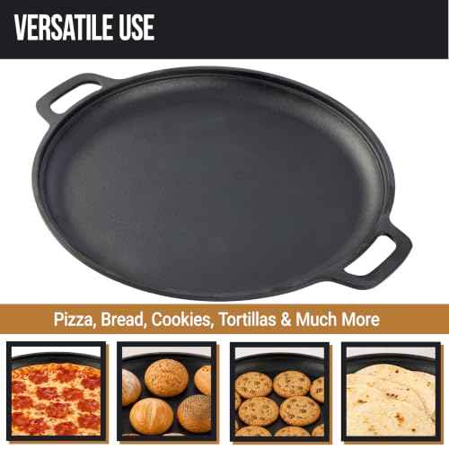 Cast Iron Pizza Pan with Dual Handles