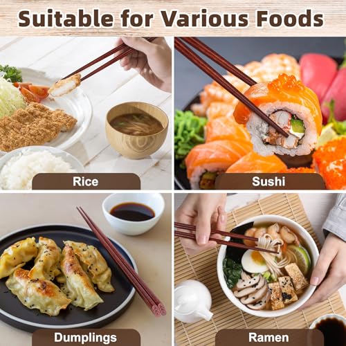 5 Pairs Hardwood Chopsticks Japanese Style Reusable Hand