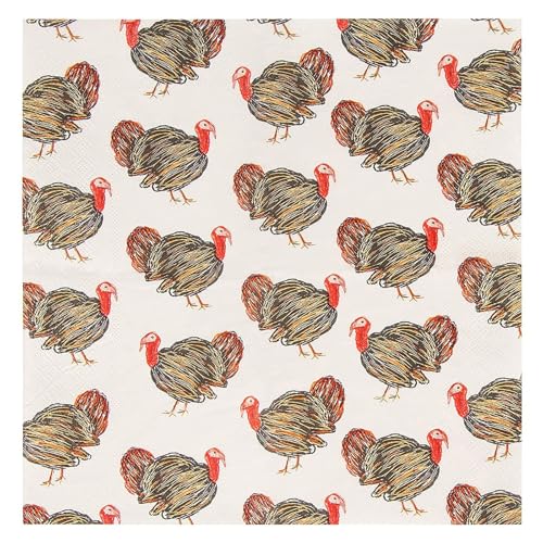 100 Pack Turkey Thanksgiving Cocktail Napkins for Party Supplies (100 Count)