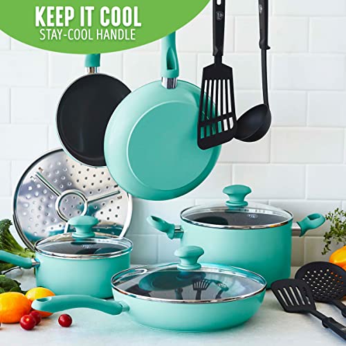 Soft Grip Diamond Healthy Ceramic Nonstick 13 Piece Cookware Pots and Pans Set