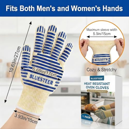 Heat Resistant Oven Gloves with Fingers (9 Ounce)