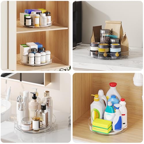 4 Pack 10 Inch Clear Lazy Susan Turntable Organizer for Cabinet (4 Count)