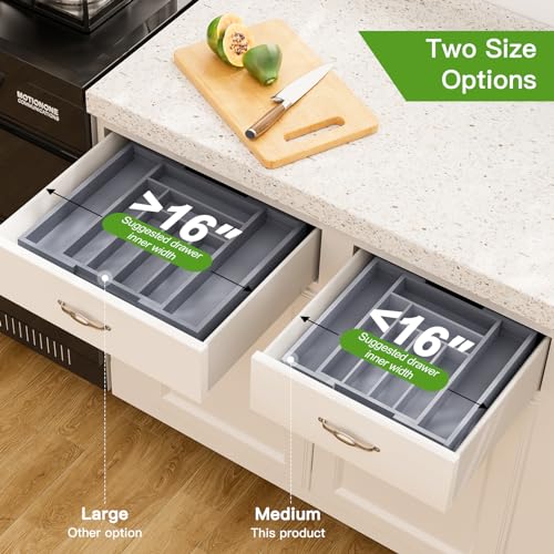 Bamboo Expandable Silverware Drawer Organizer