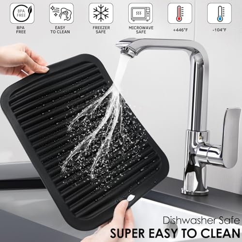 Black Silicone Trivet 16'' X 12'' Silicone Hot Pads for Kitchen Nonslip and Heat Resistant Hot Pads Trivets for Kitchen Quartz Countertops