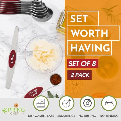 Stainless Steel 8 Magnetic Measuring Spoons Set (2 Count)