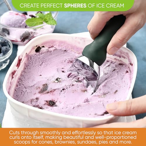Heavy Duty Ice Cream Scoop with Soft Grip Handle