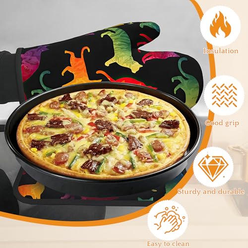 Funny Colorful Cat Oven Mitts and Pot Holders Set (4 Count)