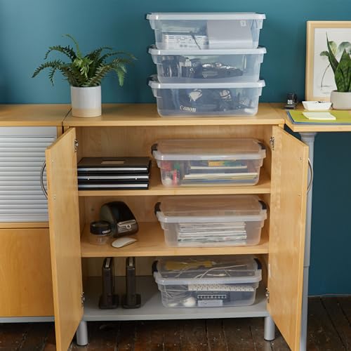Cleverstore 17 Quart Clear Latching Waterproof Stackable Airtight Storage Containers with Durable Latching Lids (6 Count)