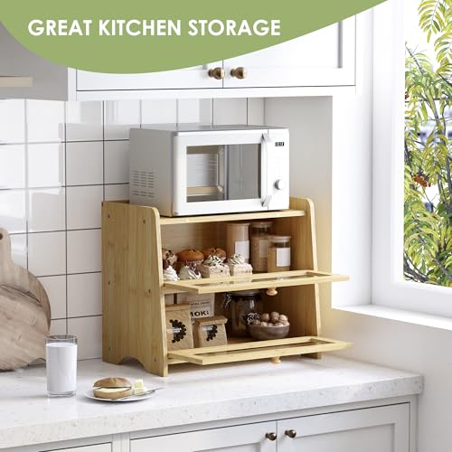 Double Layer Bread Box Container for Kitchen Countertop Homemade Bread