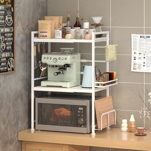 Expandable Microwave Stand Kitchen Countertop Organizer With Storage