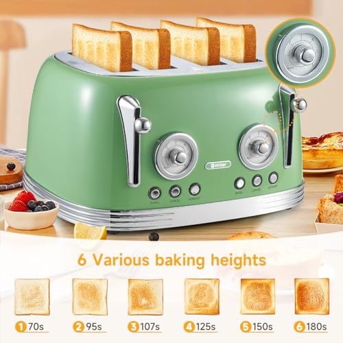 4‑Slice Retro Green Toaster Model TR03