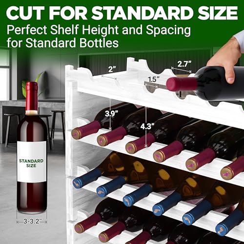 72 Bottle Wine Rack Stackable Bamboo Freestanding (72 Count)