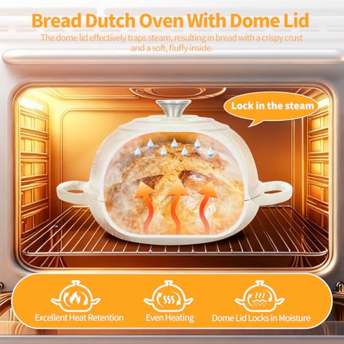 6QT Enameled Cast Iron Dutch Oven For Sourdough Bread Baking
