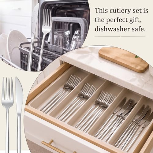 100 Pieces Stainless Steel forks and knives Dinner Flatware Set Tableware Cutlery for Butter Kitchen Restaurant (100 Count)