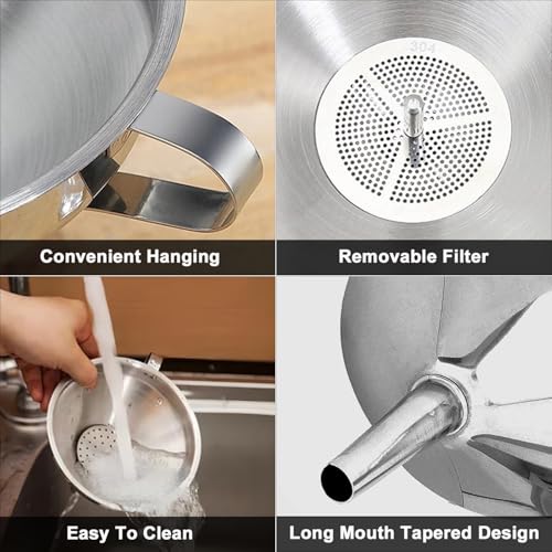 Stainless Steel Funnels for Kitchen use (4 Count)