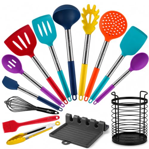 446°F Heat Resistant Silicone Kitchen Utensils (14 Count)