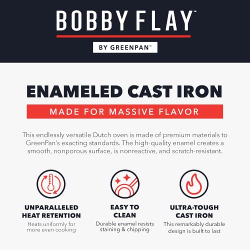 x Bobby Flay 5.5QT Enameled Cast Iron Dutch Oven With Lid
