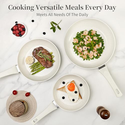 Nonstick Ceramic Frying Pans Skillets Set 8"+9.5"+11"