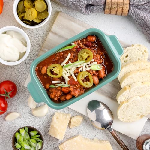 Stoneware Small Ceramic 5" x 3" Baking Dish with Silicone Covers