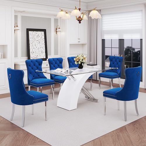 7 Piece Glass Dining Table Set for 6