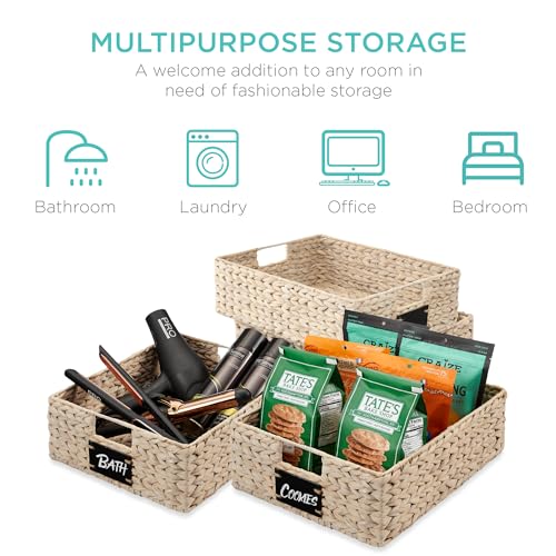 Set of 4 16x12in Large Water Hyacinth Pantry Baskets (4 Count)