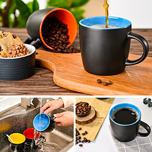11oz ceramic Coffee Mug Sets Matte Black Porcelain Mug Multiple colors Cups for Coffee (6 Count)